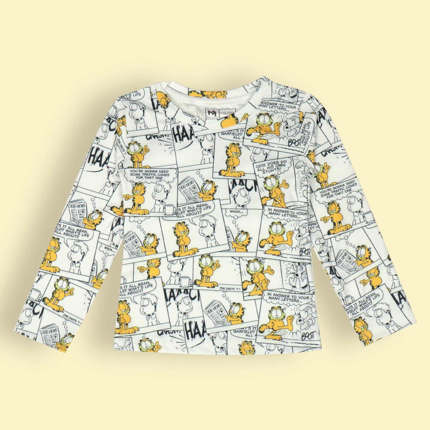 MINUTE MIRTH Boys' Soft Lycra Full Sleeve Cat Print Nightwear  With Garfield All Over Print