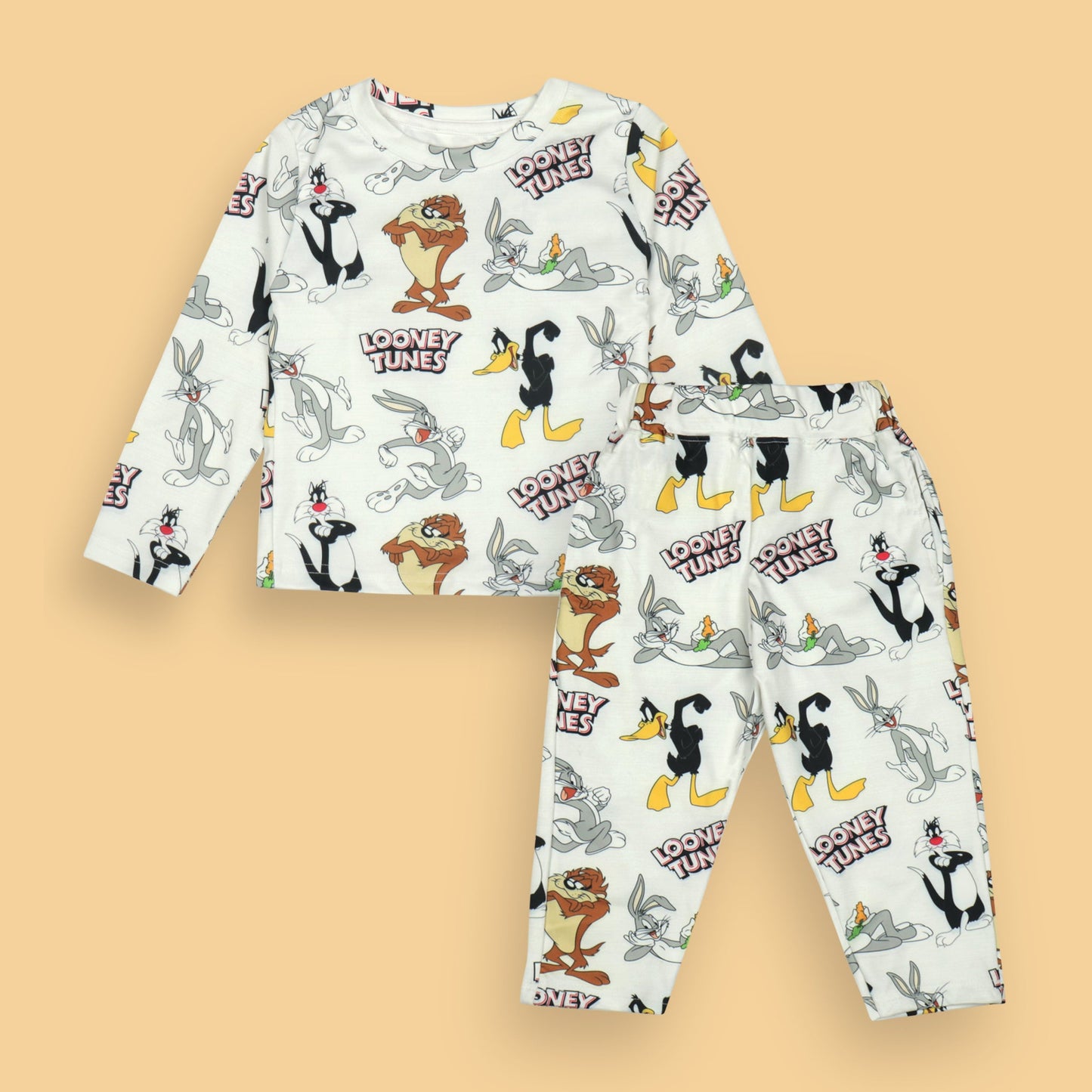 MINUTE MIRTH Boys' Soft Lycra Full Sleeve Cat Print Nightwear Co-ord Set