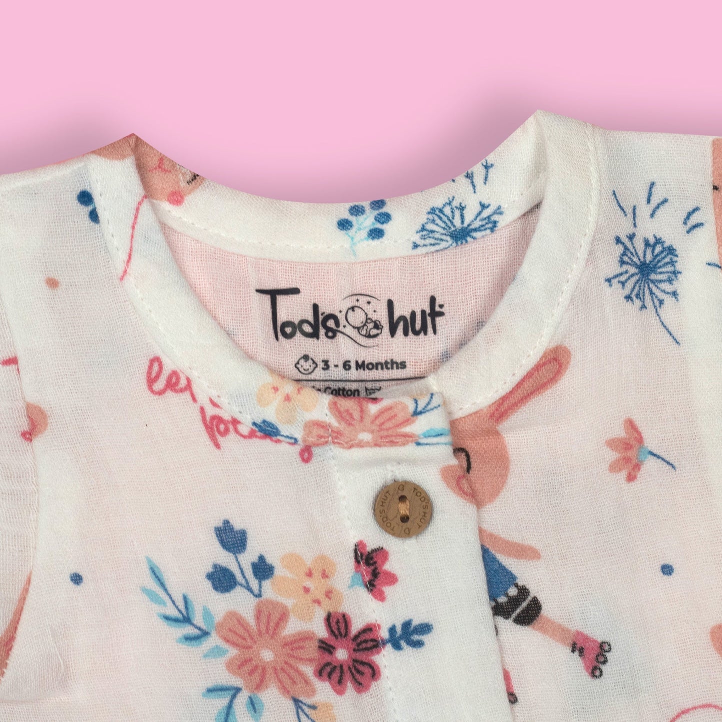 Stylish Sweet Bunny Playtime Frock by Tod’s Hut – Soft White Muslin One-Piece Dress for Warm Days