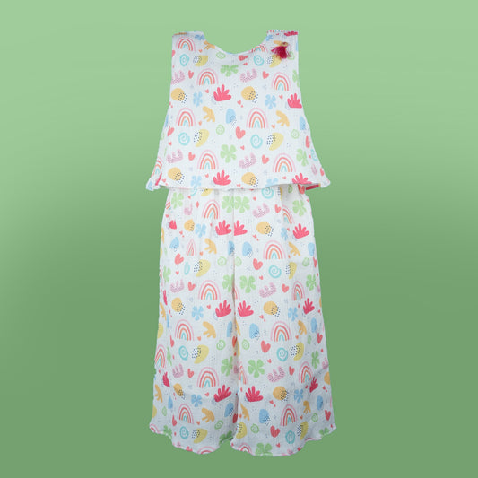 Little Snowflake: White Cotton Blend Jumpsuit
