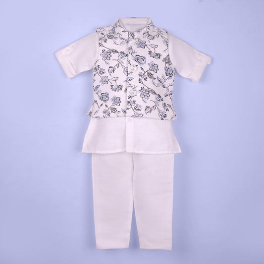 Dapper & Dreamy: White Kurta Set with Jacket