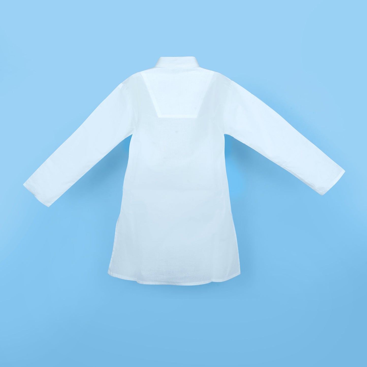 Crisp & Comfy: Motto White Full Sleeve Kurta Pajama Set for Every Festival