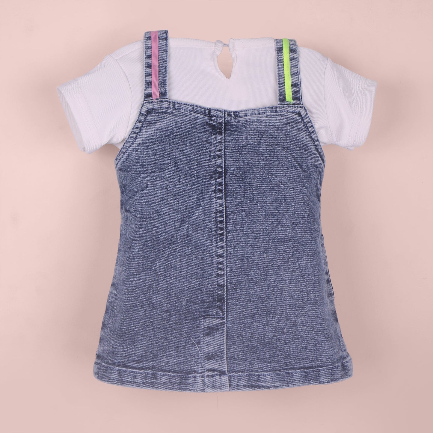 Violet Girls’ Solid White Denim Dungaree Set