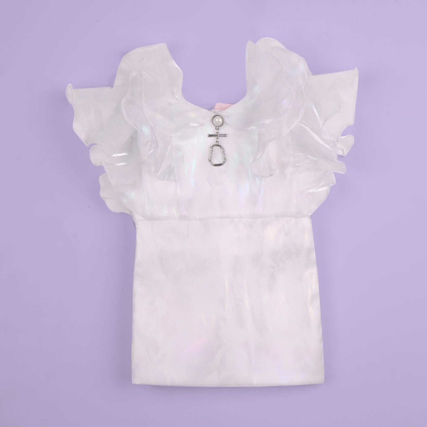Charming White – Girls’ Organza Frock with Belt & Hairband