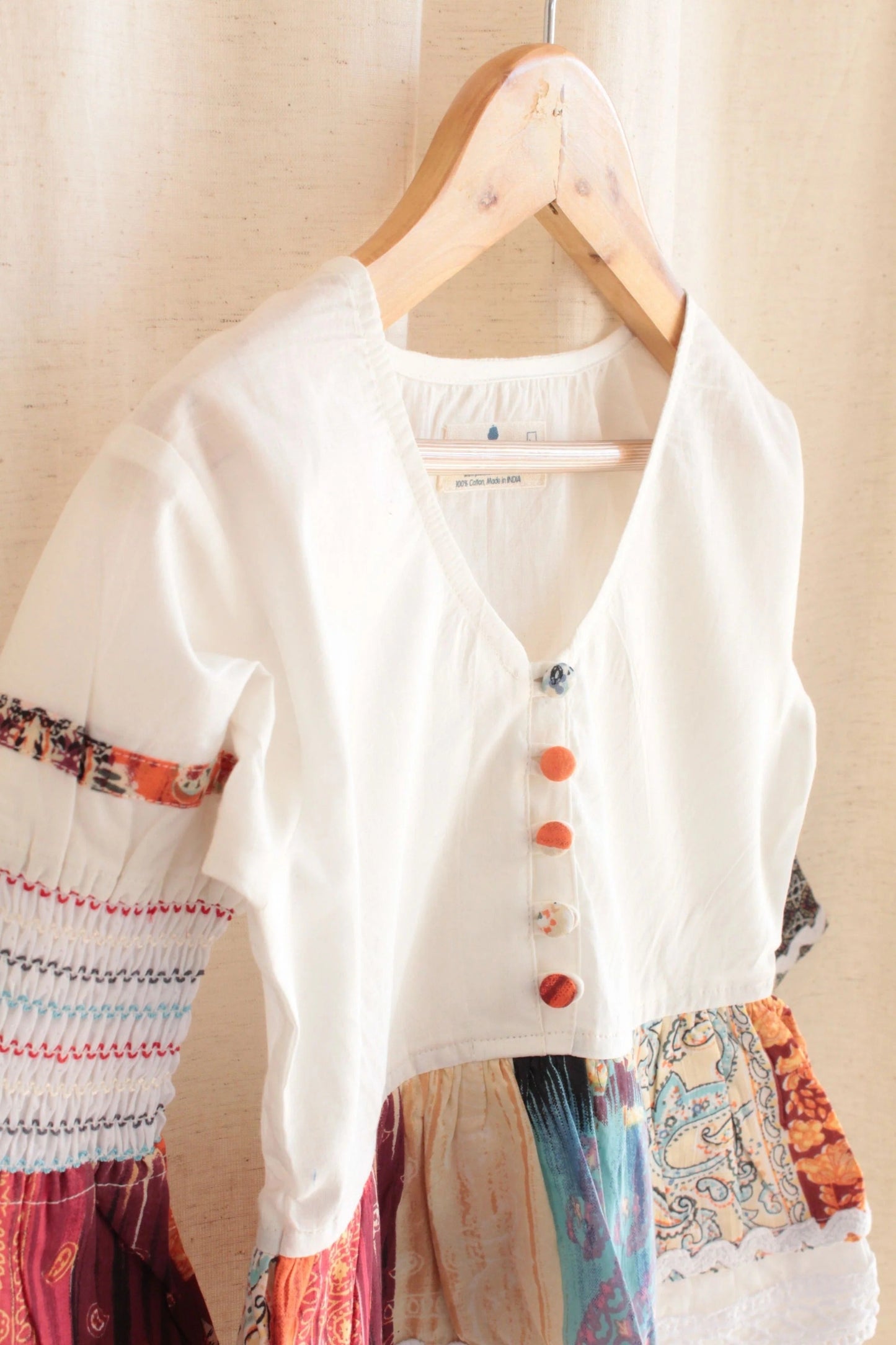 Chic in White: Peekaaboo Full Sleeve V-Neck Top & Lace Harem Pant Set for Little Party Stars