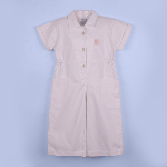 Breezy Comfort: Little Kangaroos Soft White Jumpsuit with Front Buttons