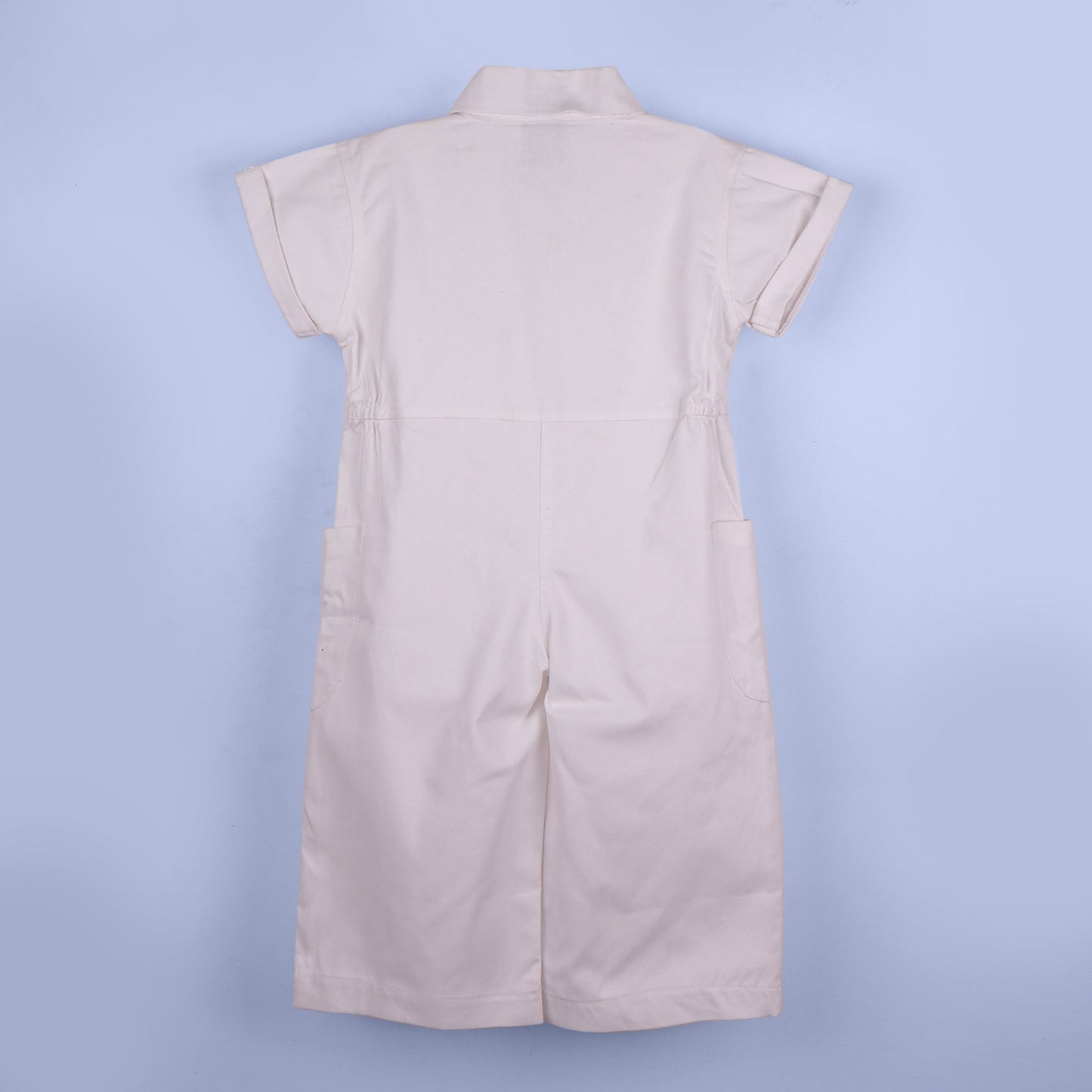 Breezy Comfort: Little Kangaroos Soft White Jumpsuit with Front Buttons