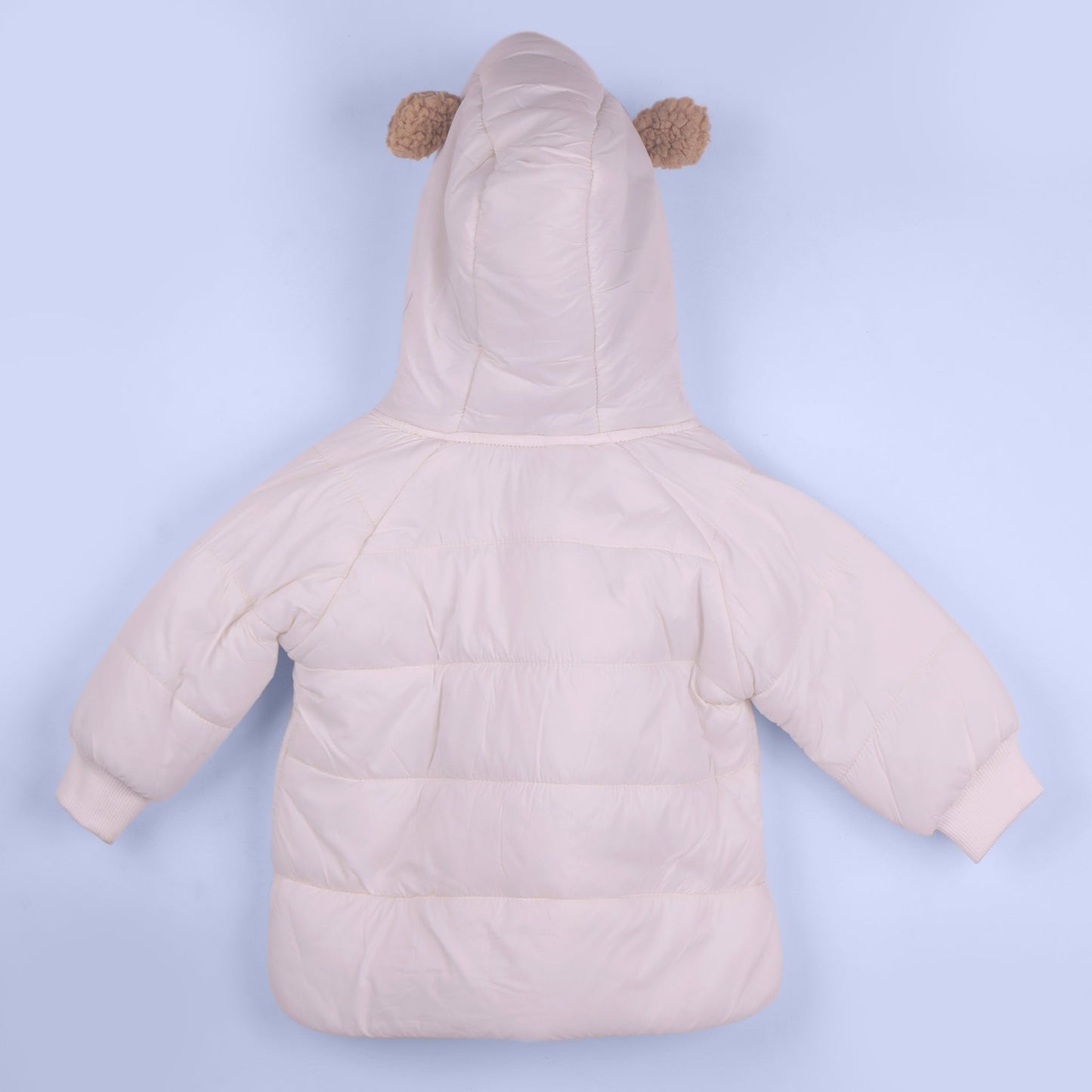 Cozy & Cool: Little Kangaroos Boys White Quilted Jacket with Front Zipper & Hood