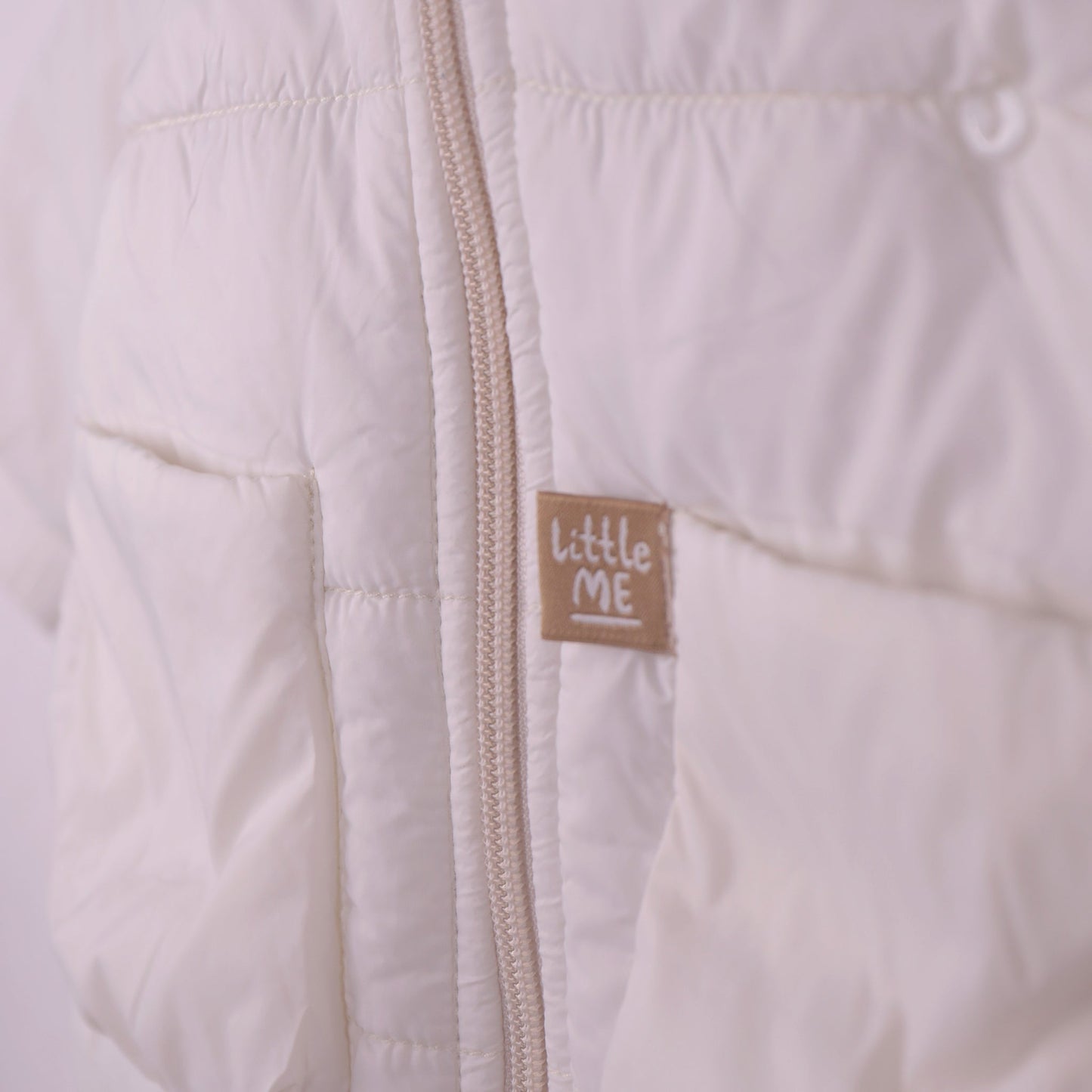 Cozy & Cool: Little Kangaroos Boys White Quilted Jacket with Front Zipper & Hood