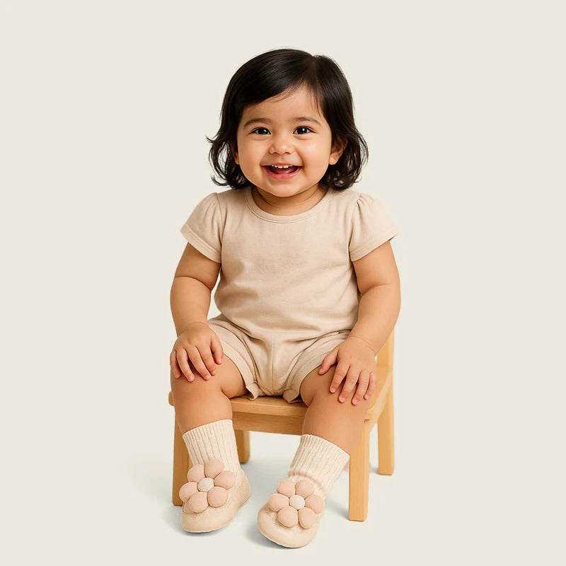 Elegant Comfort – Unisex White Flora Embroidered Socks