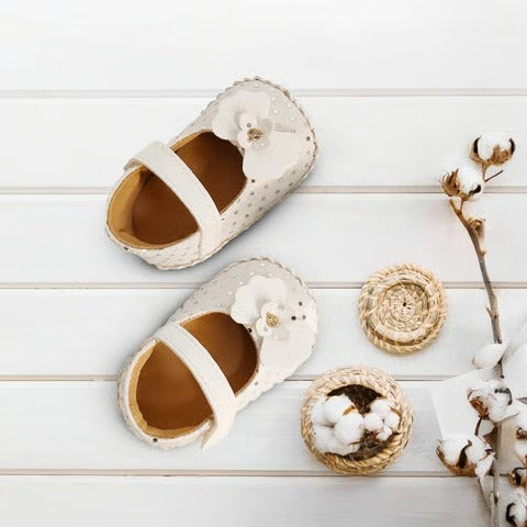 Nuluv Baby Girl Booties – Soft White Infant Shoes (6–12 Months)