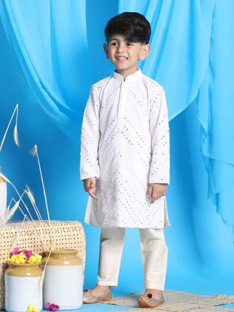 Starry White – Partywear Kurta Pyjama Celebration Set