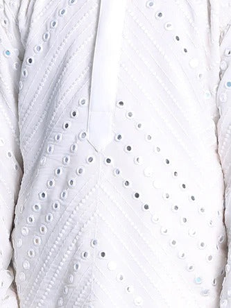 Starry White – Partywear Kurta Pyjama Celebration Set