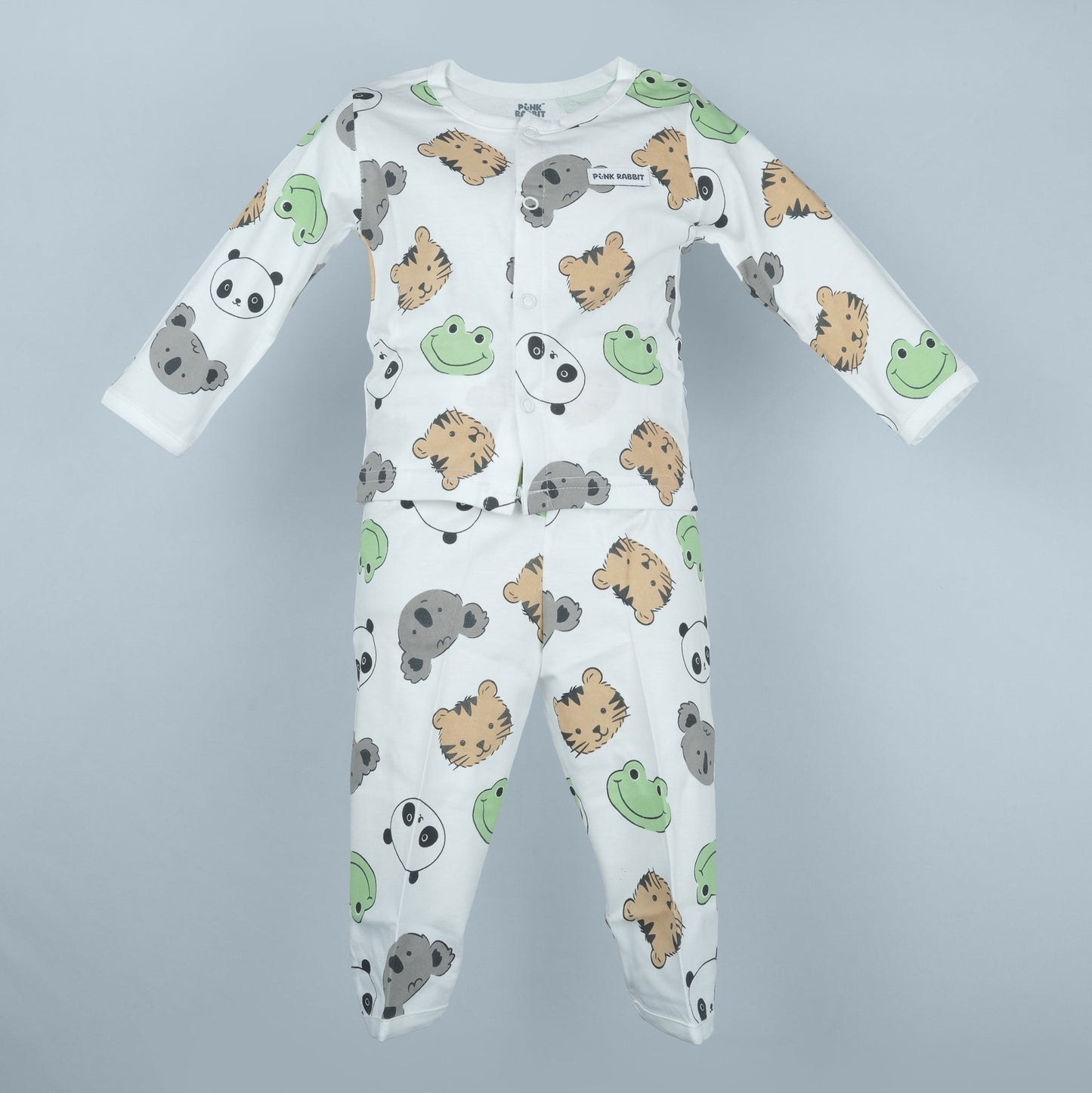 Cozy Cotton White T-Shirt & Pants Set for Kids by Pink Rabbit | Snappy Winter Essential