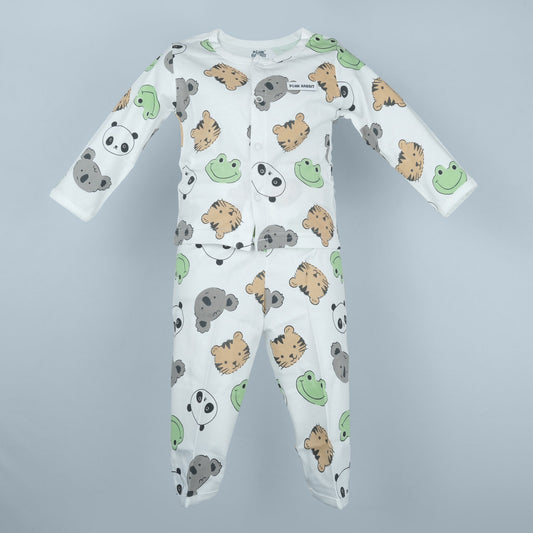 Cozy Cotton White T-Shirt & Pants Set for Kids by Pink Rabbit | Snappy Winter Essential