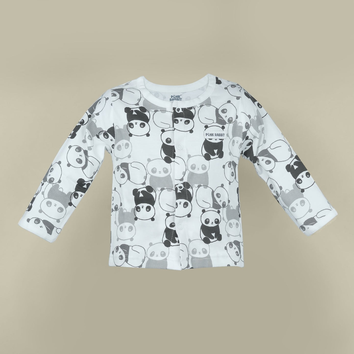 Cozy & Casual: Pink Rabbit Full Sleeve T-Shirt and Pants Set in White for Kids