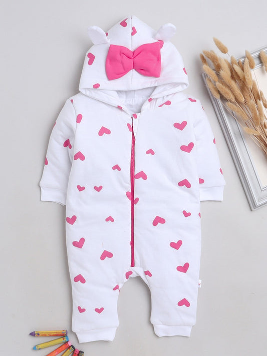 Bumzee’s winter nightwear: full-sleeve, hooded white sleepsuit for warm, comfy nights!