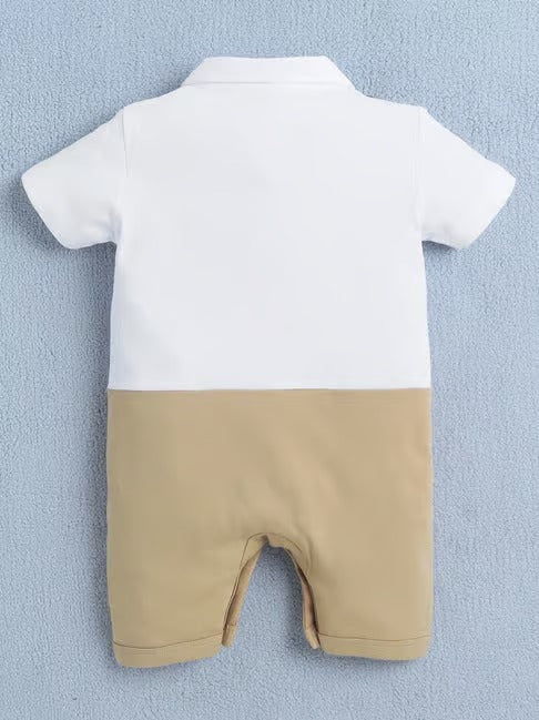 Striped Polo-Neck Unisex Romper