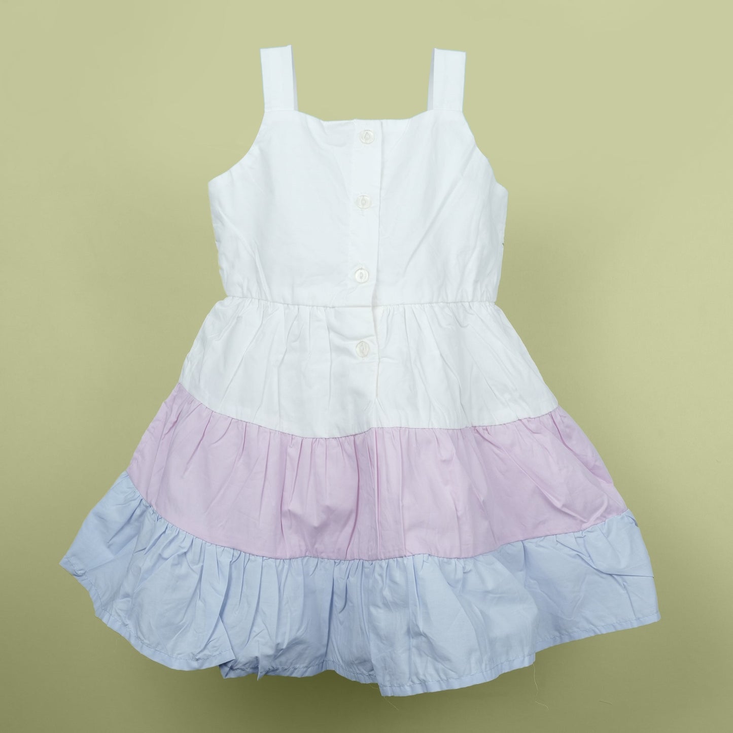 DW Girl's White Embroidered Square Neck Frock