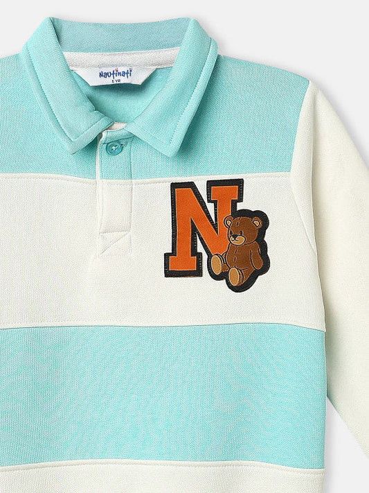 Striped Polo-Neck Sweatshirt
