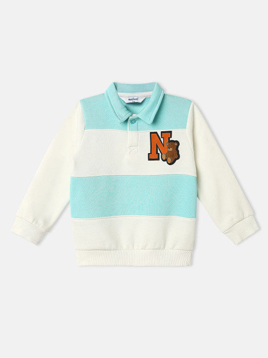 Striped Polo-Neck Sweatshirt