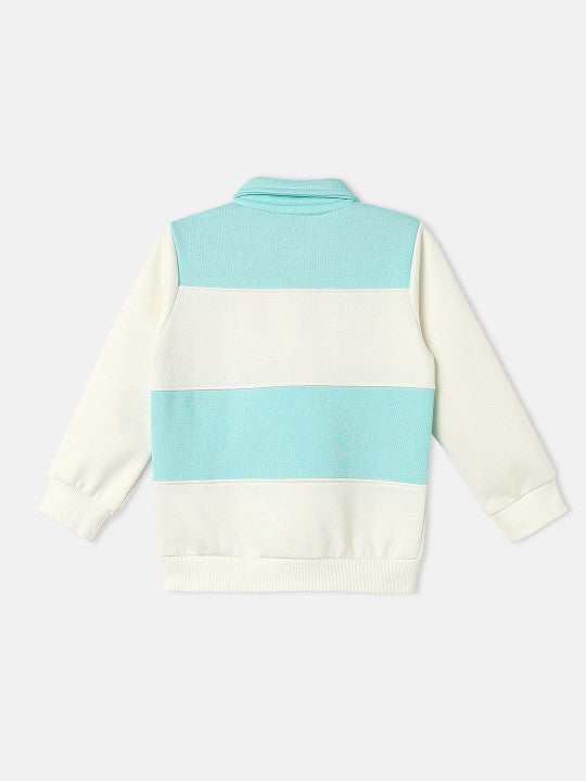 Striped Polo-Neck Sweatshirt