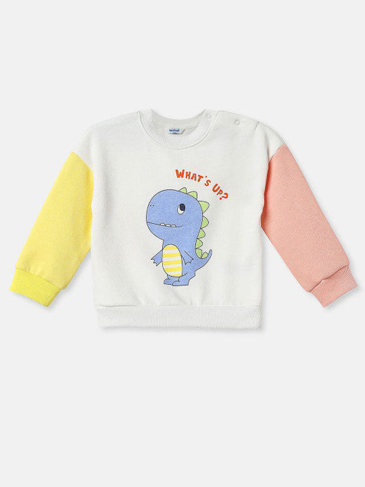 What's Up' Snap-Neck White Sweatshirt