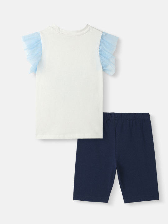 Knee-Length Shorts & Top White Set