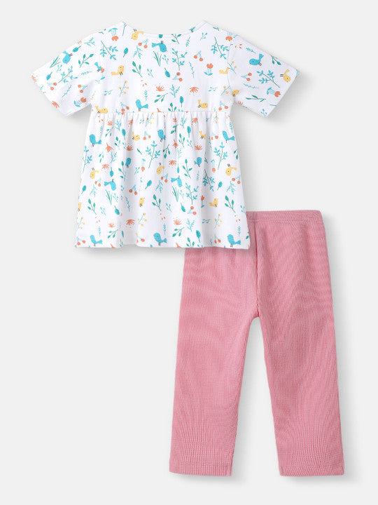 White All-Over Print Top & Legging Set