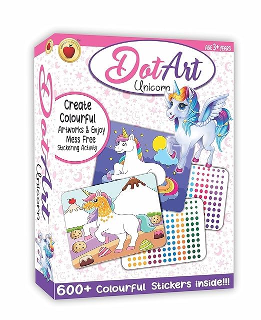 Fun Express Unicorn Dot Art Kit – Mess-Free Sticker Craft Fun for Kids Ages 3–7