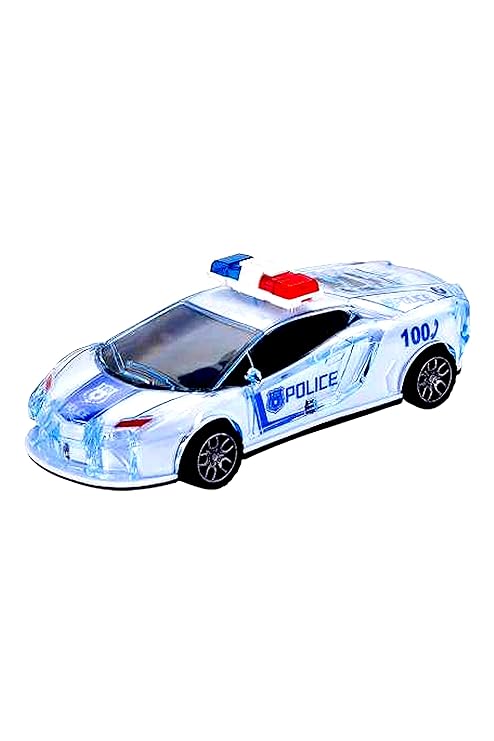 Police Friction Music and Siren Sound Police 3D Car Super Speed and Light and Music (Pack of 1)