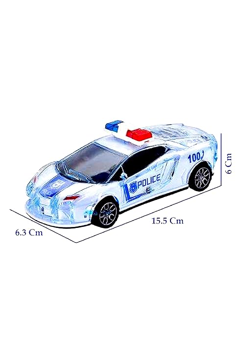 Police Friction Music and Siren Sound Police 3D Car Super Speed and Light and Music (Pack of 1)
