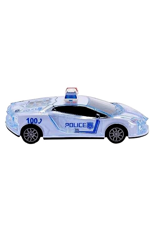 Police Friction Music and Siren Sound Police 3D Car Super Speed and Light and Music (Pack of 1)