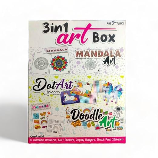 3-in-1 Art Box – Mandala, 3D Papercraft & Scrapbooking Kit for Kids