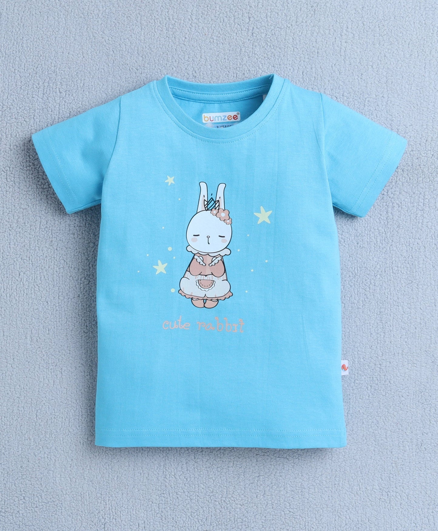 Bumzee “Cute Rabbit” Cotton Tee Set – Girls’ Multi-Color T-Shirts (Pack of 2)