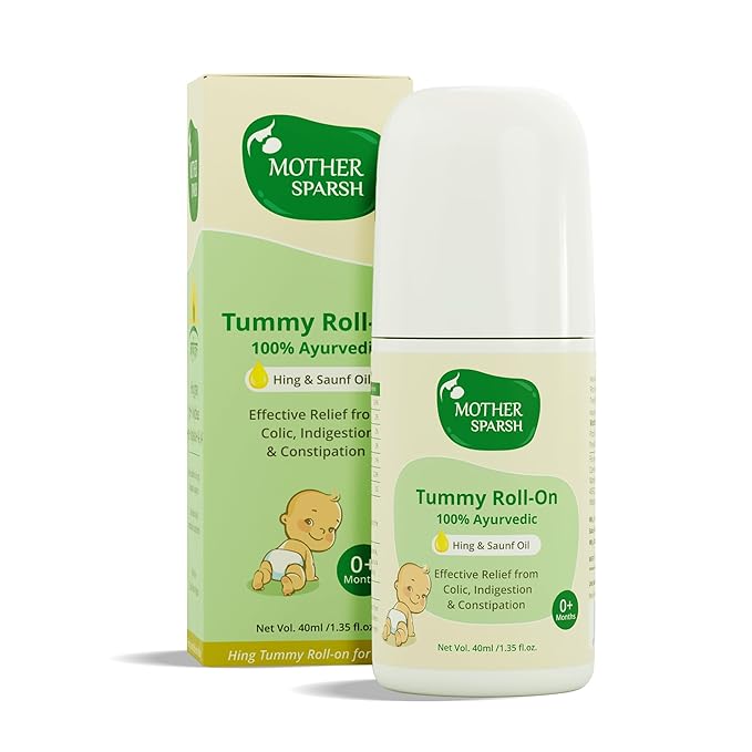 Mother Sparsh Tummy Roll-On, Colic Relief, Constipation & Indigestion, Hing & Saunf, 100% Natural, 40ml