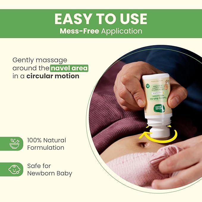 Mother Sparsh Tummy Roll-On, Colic Relief, Constipation & Indigestion, Hing & Saunf, 100% Natural, 40ml