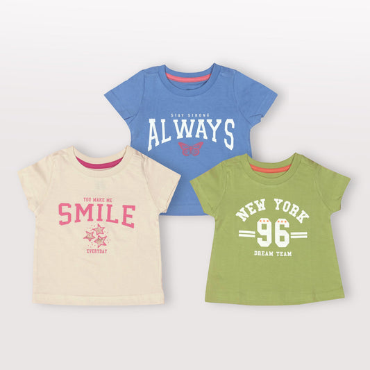 Zero Girls' Color Pop Power Tees Stay Strong, Dream Big & Smile Bright!