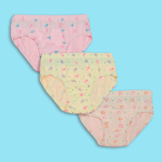 Girls’ Multi-Color Cotton Blend Panties by Body Care – 3-Pack Soft, Elasticated Waist Slip-Ons (Random colors)