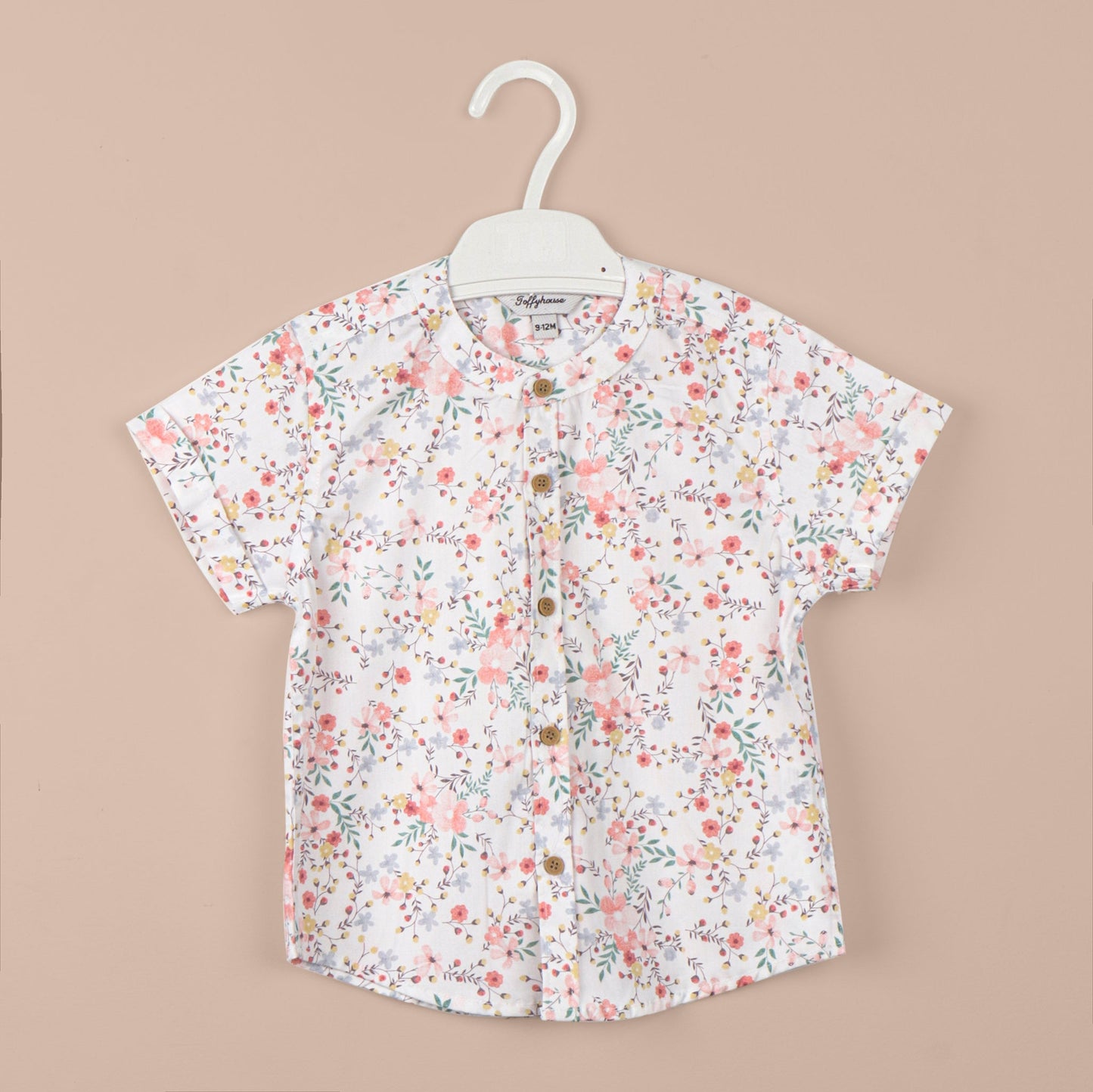 Toffyhouse Multi-Color All-Over Small Flower Print Cotton Shirt & Knee-Length Shorts Set