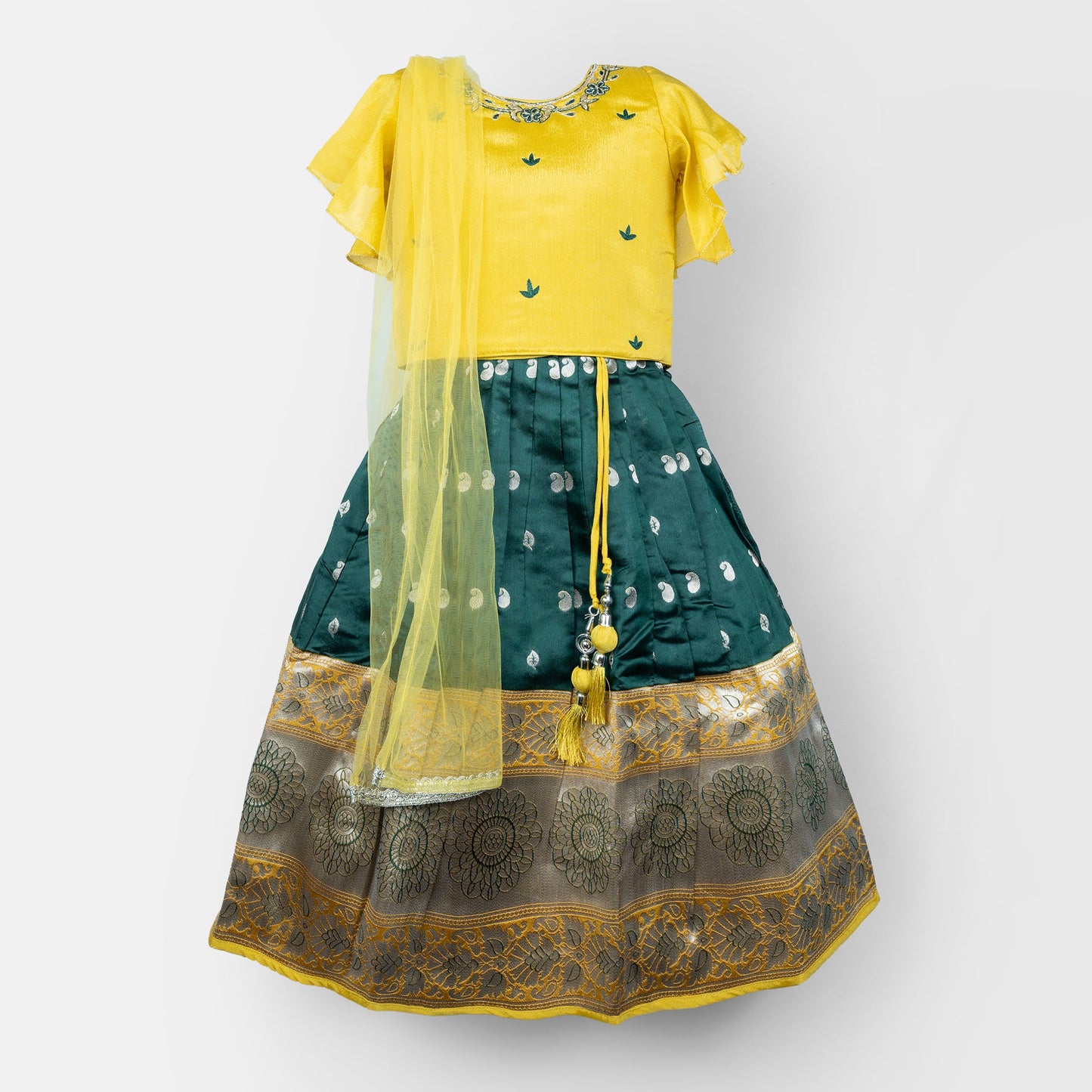 Shine All Day: Multi-Color Short Sleeve Lehenga Choli Set for Little Festival Stars
