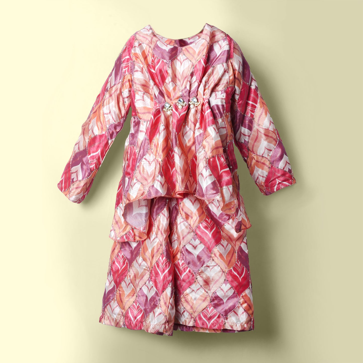 Little Star’s Festive Magic: Diva by Doll Multicolor Kurti & Sequined Sharara Set