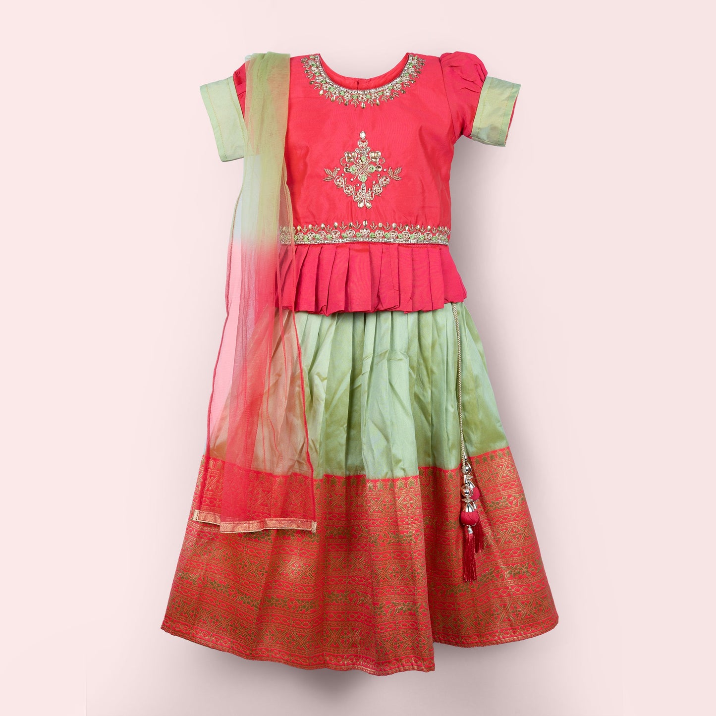 Sparkling Festival Fun: Multi Color Sequined & Embroidered Lehenga Choli for Little Divas