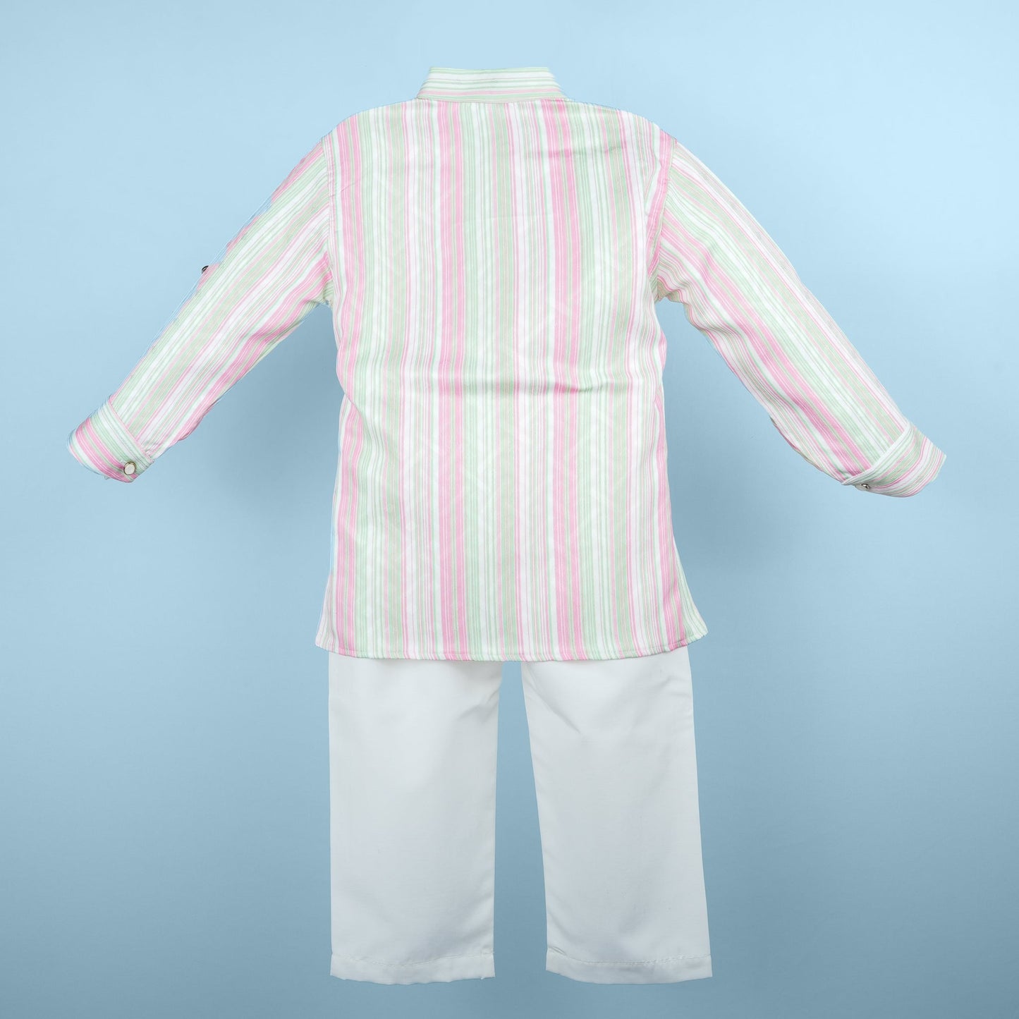 Tiny Tux Boys’ Festive Kurta Pyjama – Vibrant Multicolor Striped Design
