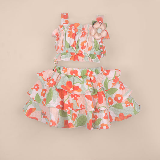 Girls’ Stylish Ensemble by Myra – Singlet Sleeve Top & Skirt