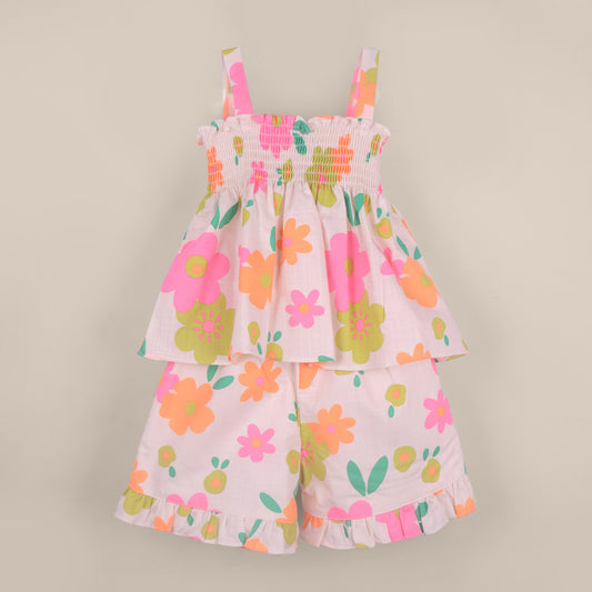 DW Girls’ Partywear Combo – Printed Cotton Top & Shorts
