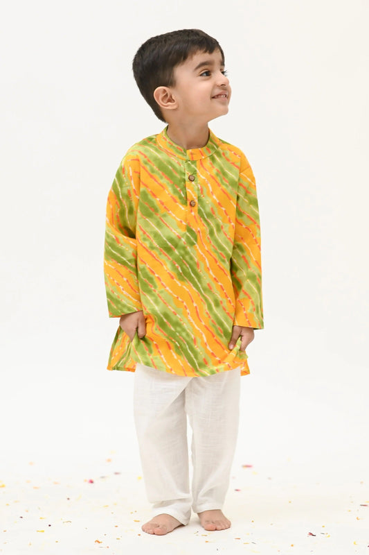 Little Trendsetter: Peekaaboo Multi Color Kurta Pyjama Set for Smart Outdoor Style