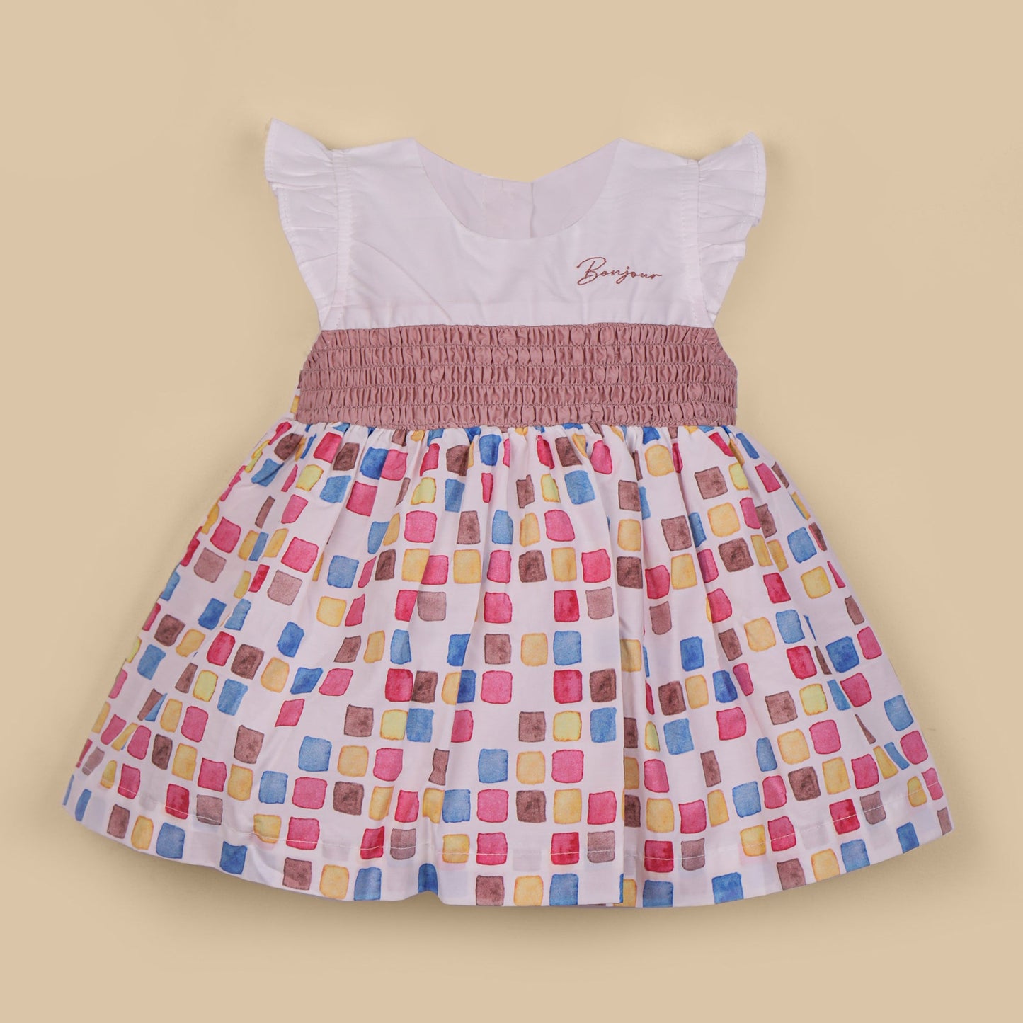 Bonjour Multi-Color Embroidered Cotton Frock – Perfect for Smart Casual & Festivals