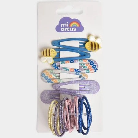 Cheerful Charm Combo – Multi-Color Hair Clips and Stretchy Hair Ties