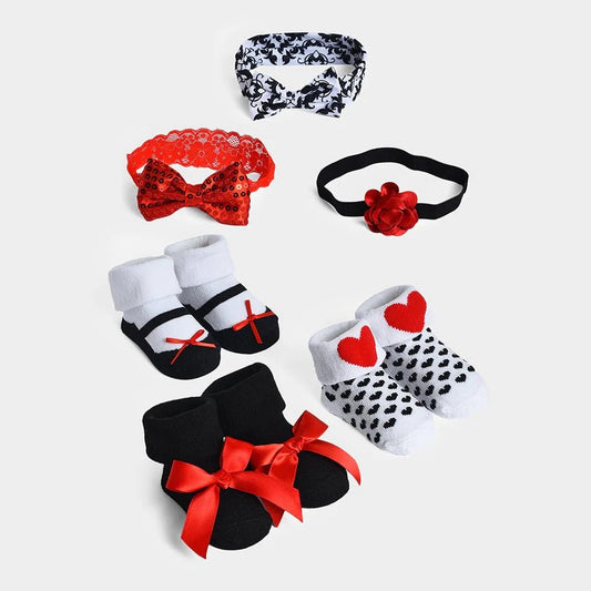 Vibrant Vibes Booties & Headband Set with Socks – Multi-Color Cozy Combo for Girls